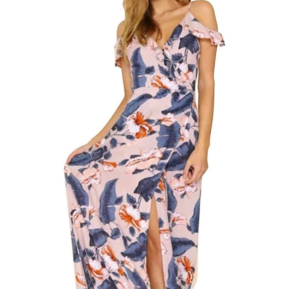 Floral Sleeveless Wrap Maxi Dress - Picture 1 of 14